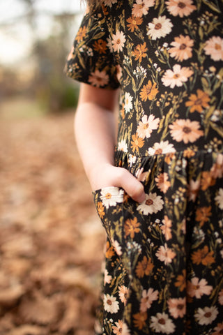Girls Autumn Blooms Front Pocket Dress
