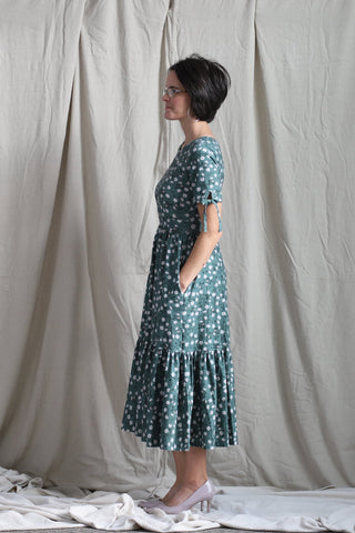 Daisy Blooms Cotton Tiered Midi Dress