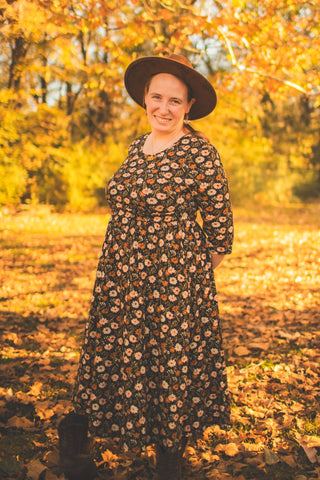 Autumn Blooms Cotton Homestead Midi Dress