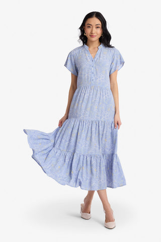Pre-Order Adeline Dress in Light Blue with Flutter Sleeves