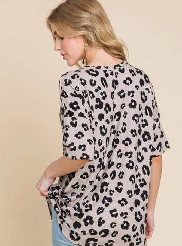 Beige & Black Leopard Top