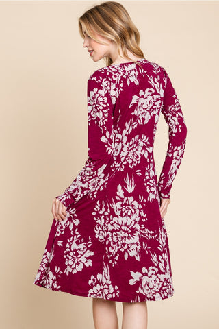 Burgundy Floral Dress