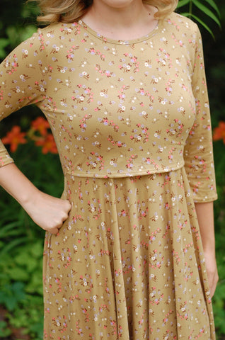 Wildflower Blooms Twirl Dress with Rounded Neck