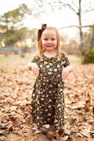 Girls Autumn Blooms Front Pocket Dress