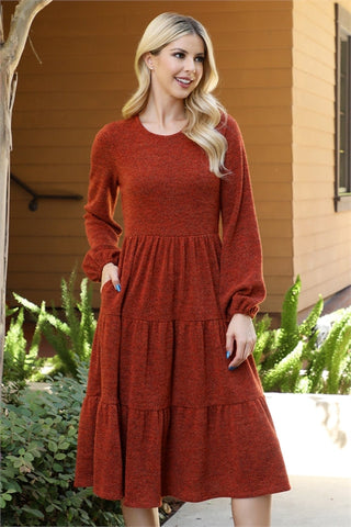 Rust Tiered Sweater Dress