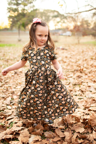 Girls Autumn Blooms Front Pocket Dress