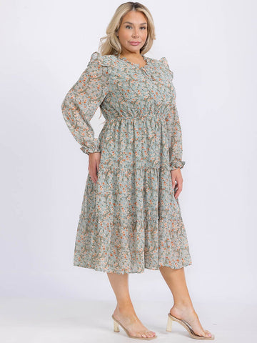 Plus Size Floral Tiered Dress
