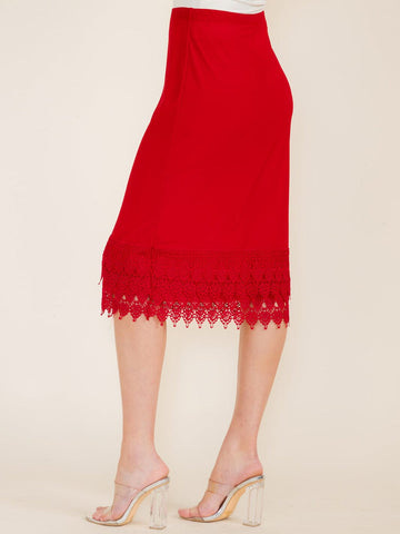 Red Skirt Extender with Lace