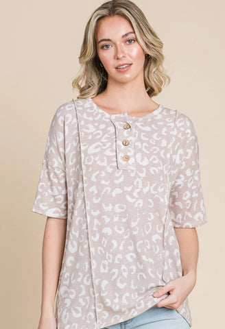 Beige Leopard Comfy Top