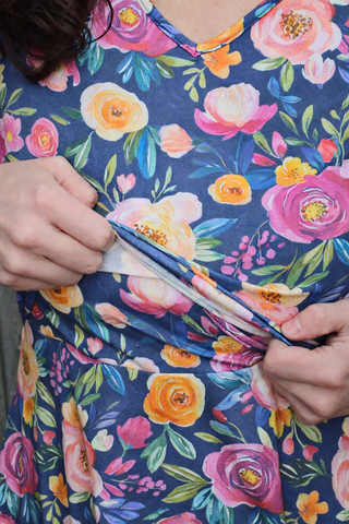 Jeweled Blooms Cotton V-Neck Twirl Dress