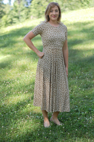 Vintage Blooms Nursing Friendly Twirl Dress with Rounded Neck