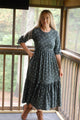 Pre-Order Olive Branch Nursing Friendly Cotton Tiered Midi Dress in Dark Green