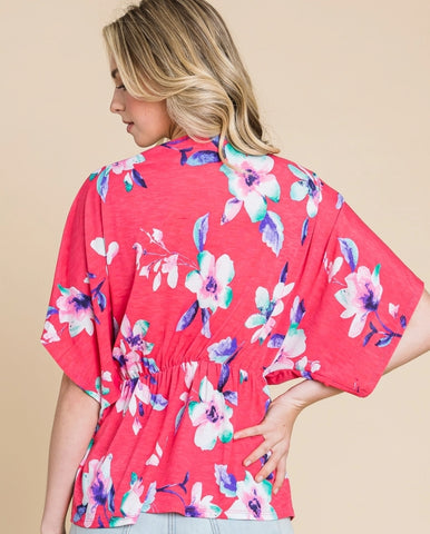 Pink Floral Vibes Wrap Top