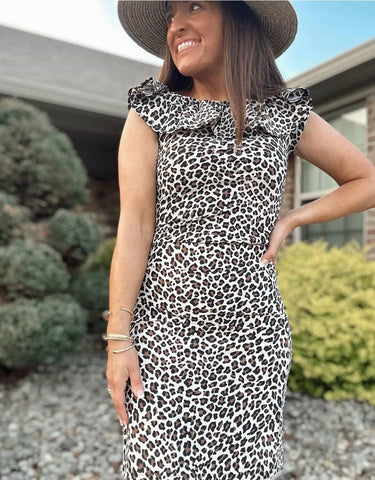 Leopard Swim Skirt with Pockets and Built-in Shorts