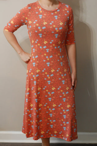 Orange Floral Customizable Comfy Dress