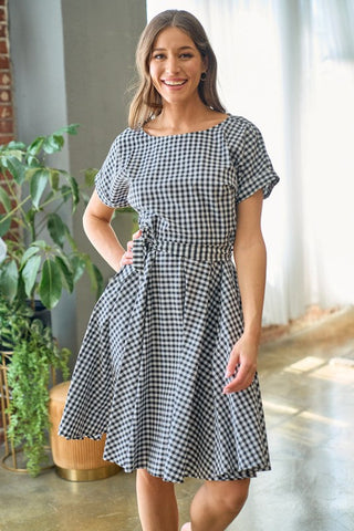 100% Cotton Plaid Black & White Dress