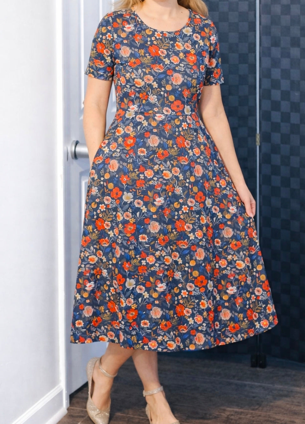 Antique Floral Cotton Twirl Dress Nursing Friendly