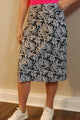 Black & White Floral Swim Skirt with Side Pockets