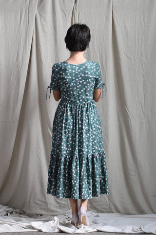 Daisy Blooms Cotton Tiered Midi Dress