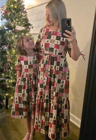 Pre-Order Holiday Patchwork Cotton Tiered Midi Dress