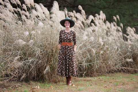 Autumn Blooms Cotton Homestead Midi Dress