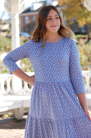 Daisy Mae Tiered Dress in Blue