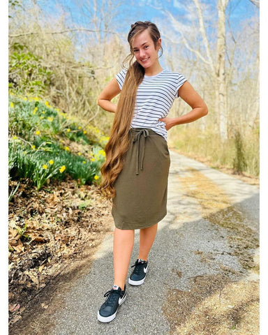 Dark Olive Weekender Drawstring Skirt