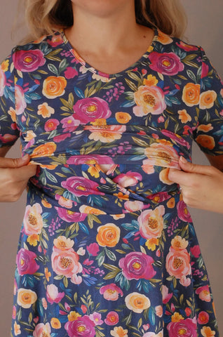 Pre-Order Jeweled Blooms Cotton V-Neck Twirl Dress