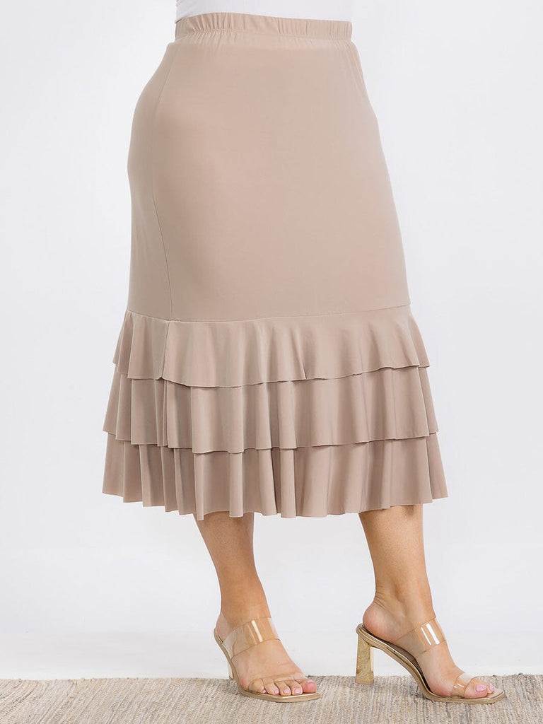 Plus Size Beige Ruffle Skirt