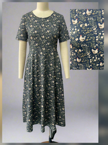 Cotton Chicken Print Twirl Dress