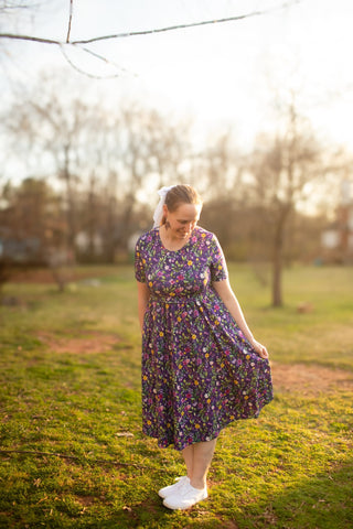 Violet Blooms Cotton Dress