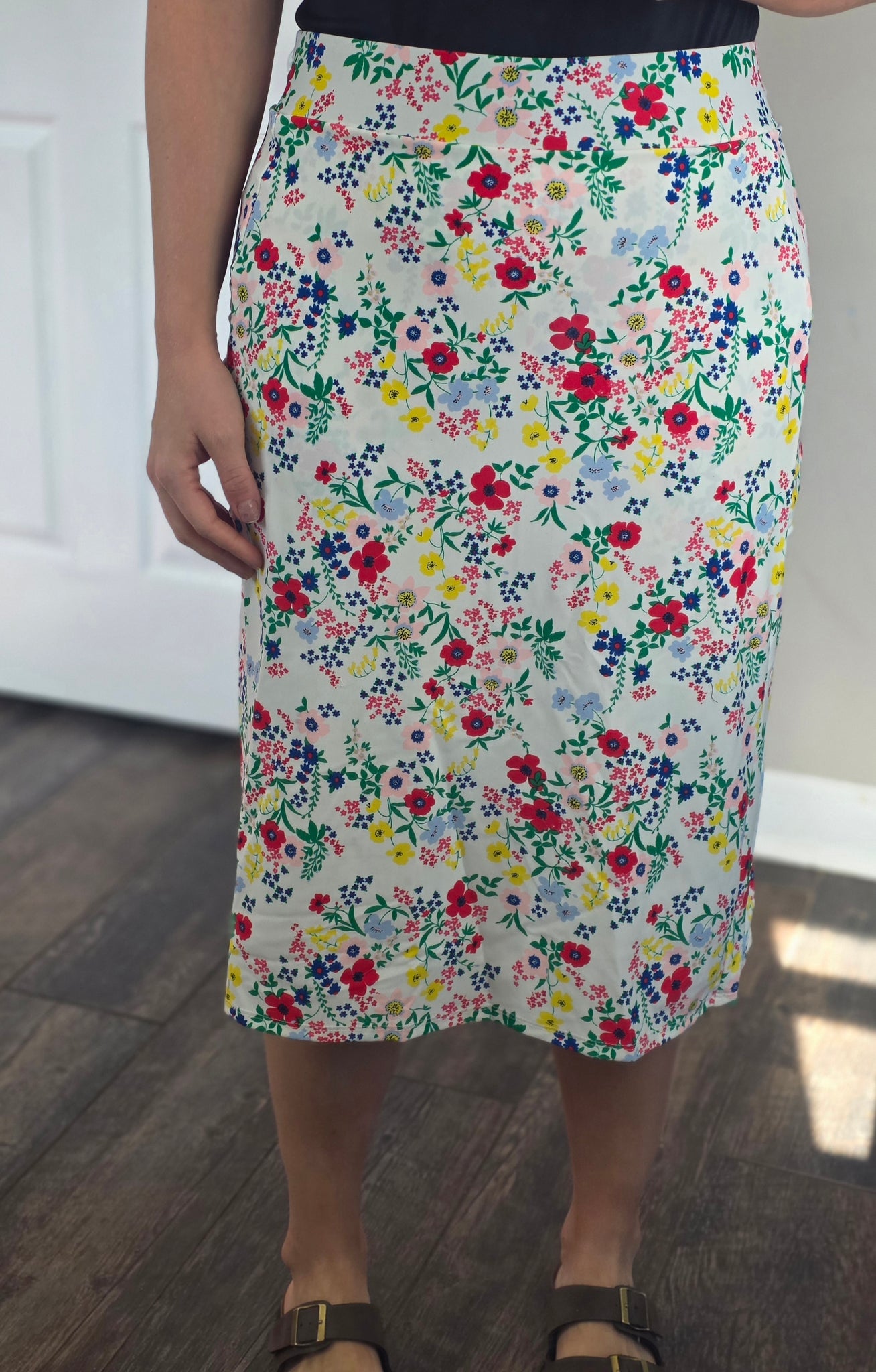 White Floral Swim Skirt with Pockets & Built in Shorts