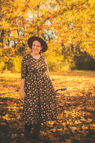 Autumn Blooms Cotton Homestead Midi Dress