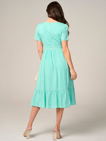Mint Lace Accent Midi Dress