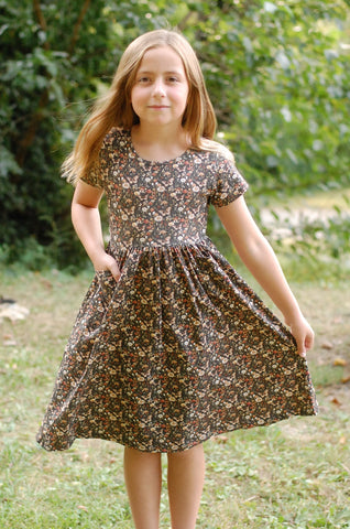 Girls Butterfly Garden Front Pocket Dress