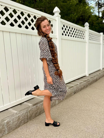 Leopard Print Kimono Style Swim Dress