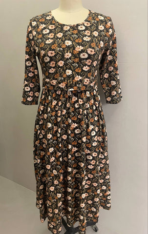 Autumn Blooms Cotton Homestead Midi Dress