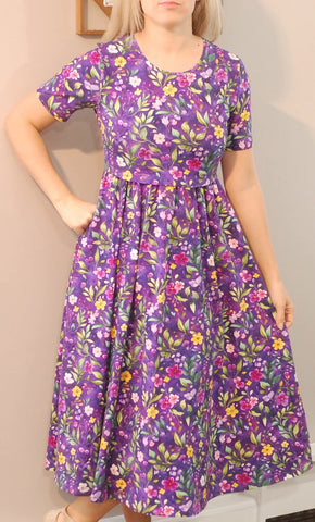Pre-Order Cotton Violet Blooms Dress