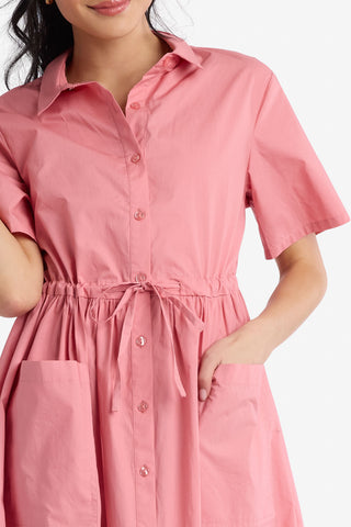 100% Cotton Linden Dress in Pink