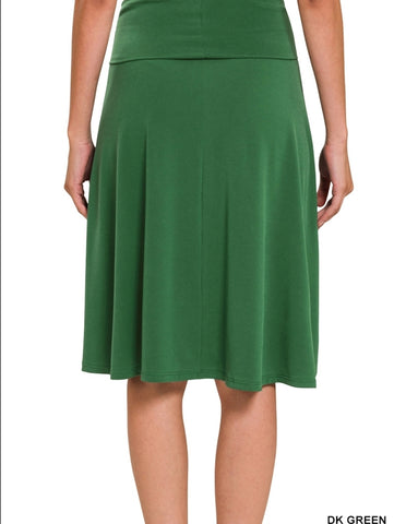 Dark Green Fold Over Comfy Skirt