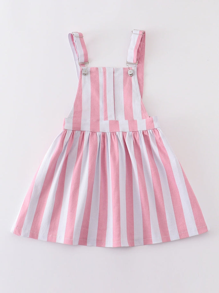 Pre-Order Pink Striped Girls Overall  Dress