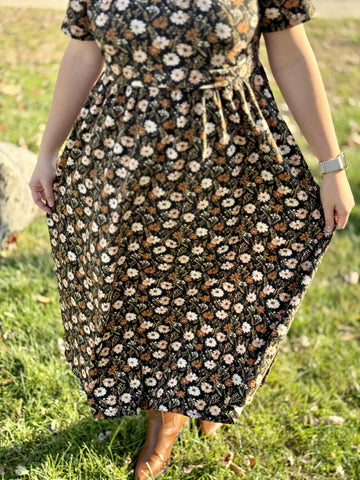 Autumn Blooms Cotton Homestead Midi Dress