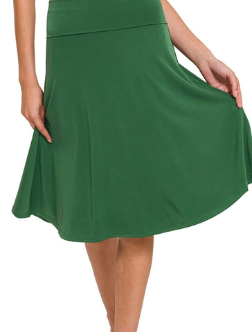 Dark Green Fold Over Comfy Skirt