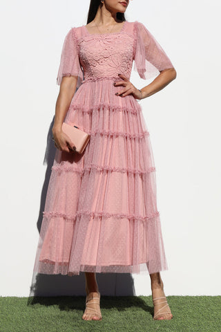 Blush Pink Lined Tulle Dress