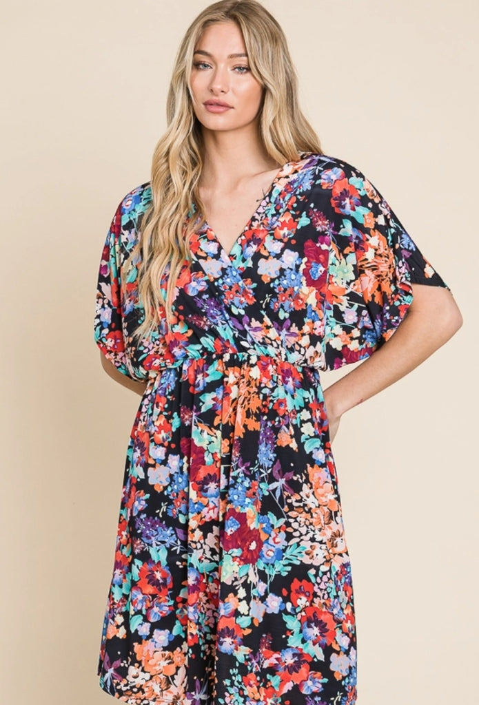 Black Floral Print Tunic Nursing & Maternity Friendly