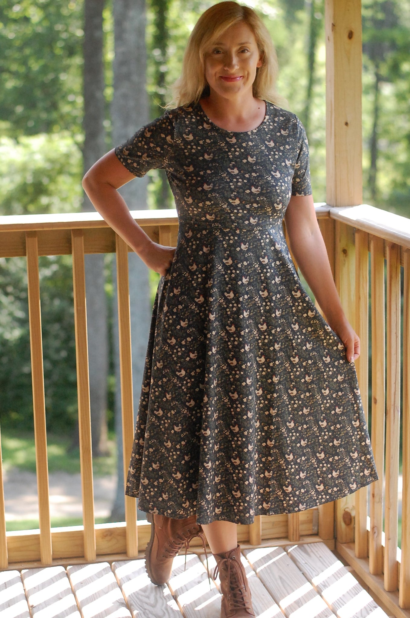 Pre-Order Cotton Chicken Print  Nursing Friendly Dress