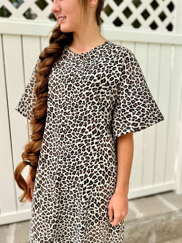 Leopard Print Kimono Style Swim Dress