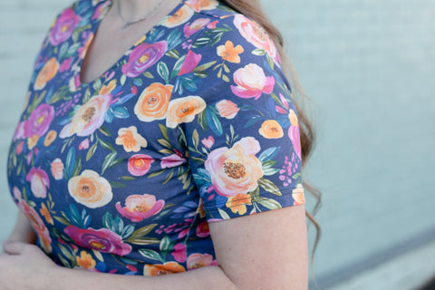 Pre-Order Jeweled Blooms Cotton V-Neck Twirl Dress