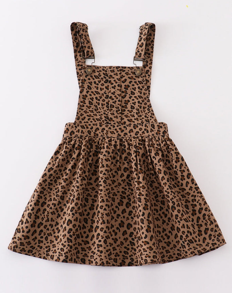 Pre-Order Leopard Print Girls Overall  Dress