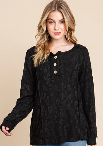 Black Leopard Top